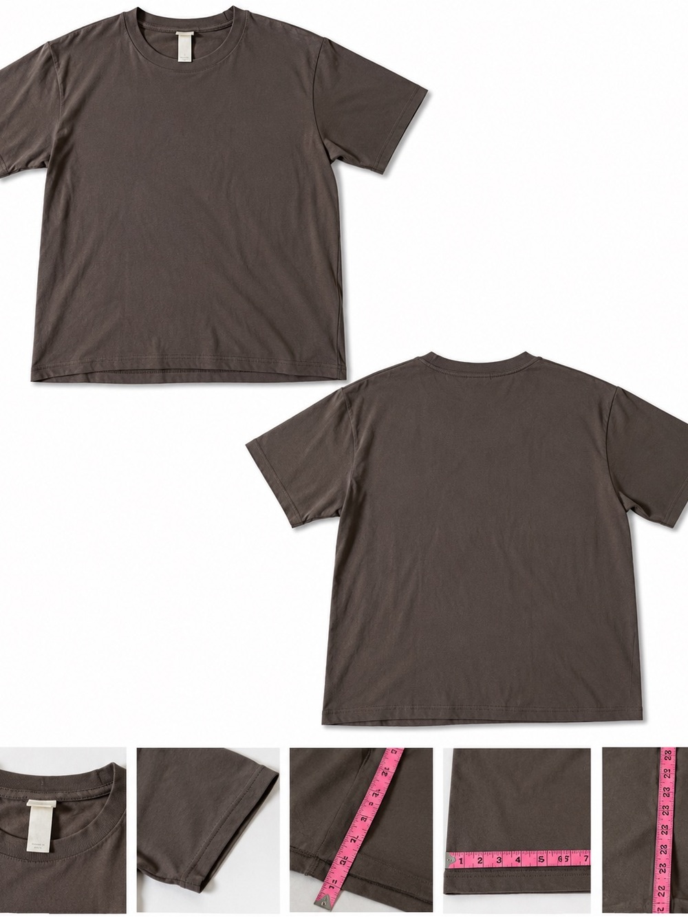 H&M Woman Short Sleeve Crew Neck T-Shirt in Warm Brown Dark Gray Cool max